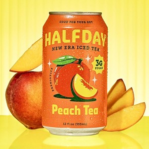 HALFDAY Prebiotic Peach Iced Tea - 12 Fl Oz Can (Pack of 12) - 1 of 4
