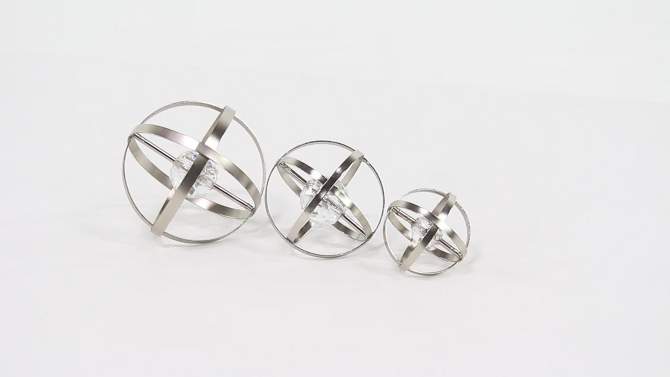Set of 3 Modern Spherical Iron orbs Figurines Silver - Olivia &#38; May, 2 of 6, play video