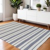 HomeRoots 4' X 6' Blue and Ivory Striped Hand Woven Area Rug - 2 of 4