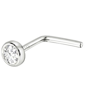 Jewelry Avalanche 22G 14K Gold Bezel-set Moissanite L-shape Nose Stud - 1 of 1