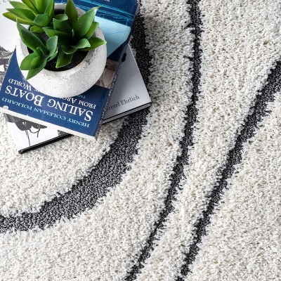 Reversible Beige Shag Rectangular Area Rug with Easy Care