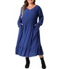 Agnes Orinda Women's Plus Size Casual High Waist Long Sleeve Ruffle Hem Elegant Tunic Dresses - 2 of 4