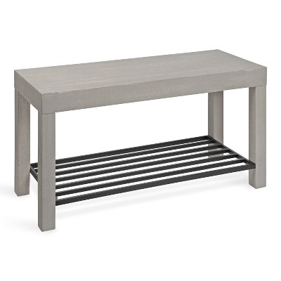 Kate and Laurel Jeran Rectangle Wood Bench, 36x14x20, Gray