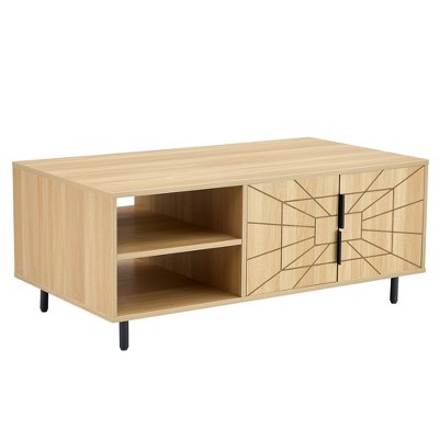 TiramisuBest Walnut Modern Coffee Table, 39.3L×23.6W×17.7H" MDF Base Living Room Center Table