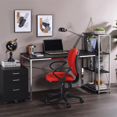INFURNIC Writing Desk Modern Desk with Chrome Metal Frame and X-Shaped Cross Bar for Office, Black, 24"*47"*28"