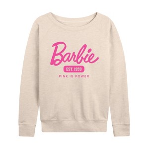 Women's - Barbie - Barbie Est 1959 Lightweight French Terry Wide Neck Long Sleeve Graphic Shirt - 1 of 4