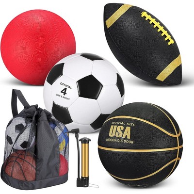 Probe Hues Probe Hues 4-Piece Sports Ball Set with Pump, Bag for Outdoor Play