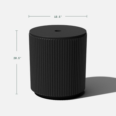 Black Plastic-Concrete Outdoor Side Table with Umbrella Hole