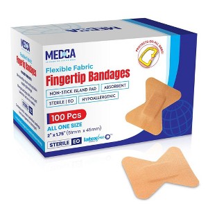 Flexible Fabric Finger Bandages 100 Count Box, Adhesive Strips for Finger Care & Protection of Cuts & Wounds - 1 of 4