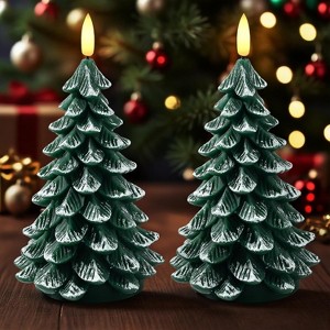 Christmas Tree Candles Battery Operated, Flameless LED Candle Lights with 6H Timer, Set of 2 - 1 of 4