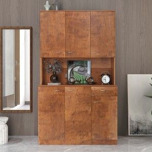 NicBex 71" Tall Kitchen Buffet Cabinet with 6-Doors Multifunctional Sideboard Cabinet with 1-Open Shelves and 1-Drawer for bedroom, Walnut - 1 of 4