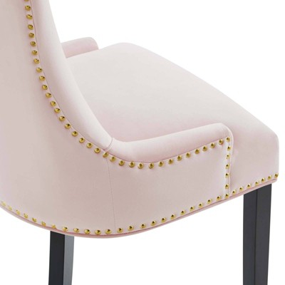 Pink Velvet Upholstered Dining Chairs with Wood Legs