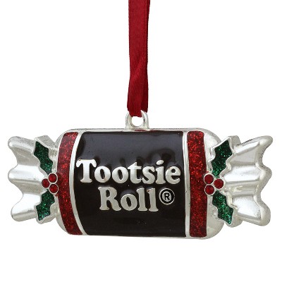 Northlight 3.25" Silver Plated Tootsie Roll Candy Shaped Logo with European Crystals Christmas Ornament - Brown/Silver