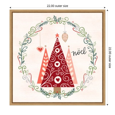 Hygge Christmas Noel Red and Green Canvas Print 22 x 22-in.