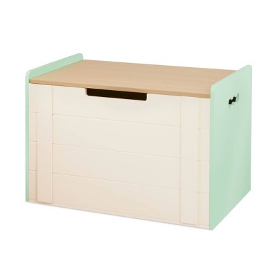 Image of Tidy Wooden Kids' Toy box Ivory/Mint Green - B. spaces