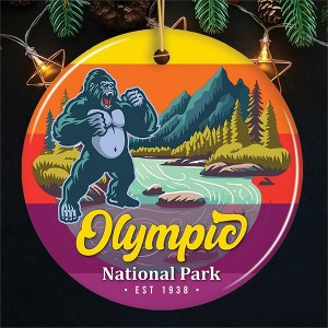 Olympic National Park Retro Style Ornament, Washington USA Tourist Attraction and Gift| OrnamentallyYou - 1 of 4