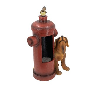 Okak Water Fountain with Fire Hydrant, Dog and Bird Decoration, Waterfall Fountain with Pump, Outdoor Fountain for Garden, Patio, Brown - 1 of 4