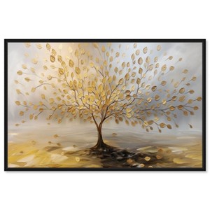 Art Remedy Tree of Golden Leaves Colorful Tree Art Framed - 1 of 4
