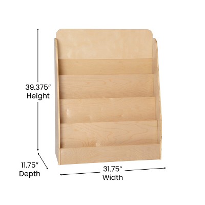 Natural Wood Kids Book Storage Shelf with Curved Edges