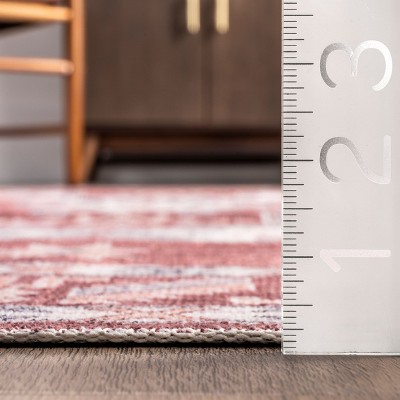 Rust Medallion Easy-Care Rectangular Synthetic Area Rug