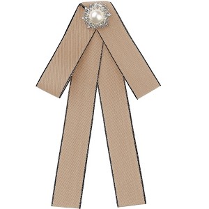 Elerevyo Women's Pre-Tied Ribbon Elegant Brooch Pin Bow Tie - 1 of 4