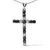 Haus of Brilliance Silver 1.0 Cttw Black and White Diamond Alternating Cross Pendant Necklace - 2 of 4