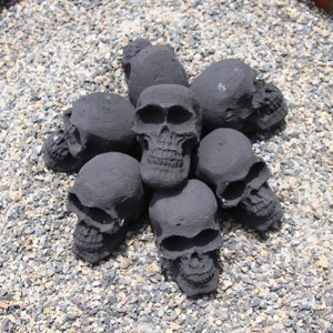 Ceramic Skulls for Fire Pit, Outdoor Fire Tables, Reusable Spooky Imitated Human Skull Gas Log for Party, Bonfire, Campfires, Fireplaces - 1 of 4