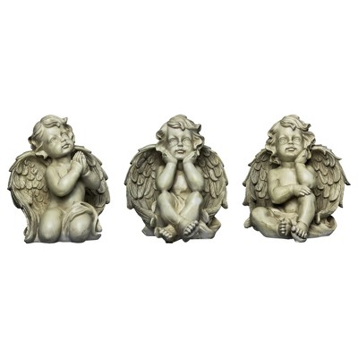 Northlight Set of 3 Sitting Cherub Angel Outdoor Patio Garden Statues 11" - White
