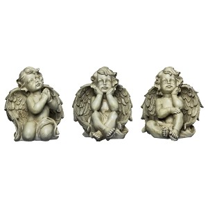 Northlight Set of 3 Sitting Cherub Angel Outdoor Patio Garden Statues 11" - White - 1 of 4