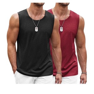 COOFANDY Men's Workout Tank Top 2 Pack Casual Soft Sleeveless Gym Muscle Shirts Bodybuilding Tee - 1 of 4