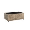 XIZZI Outdoor Coffee Table with Umbrella Base Insert, All-Weather Wicker Patio Table with Center Umbrella Hole, Rectangular Umbrella Table, Brown - 2 of 3