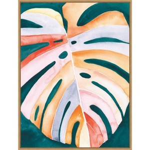 Amanti Art Multicolor Monstera I by Jennifer Paxton Parker Framed Canvas Wall Art - 1 of 4