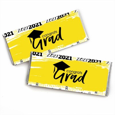 Big Dot of Happiness Yellow Grad - Best is Yet to Come - Candy Bar Wrapper Yellow 2021 Graduation Party Favors - Set of 24