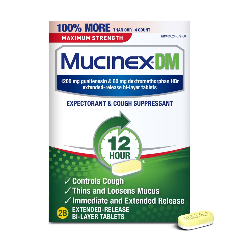 Mucinex DM Max Strength 12 Hour Cough Medicine - Tablets - 28ct
