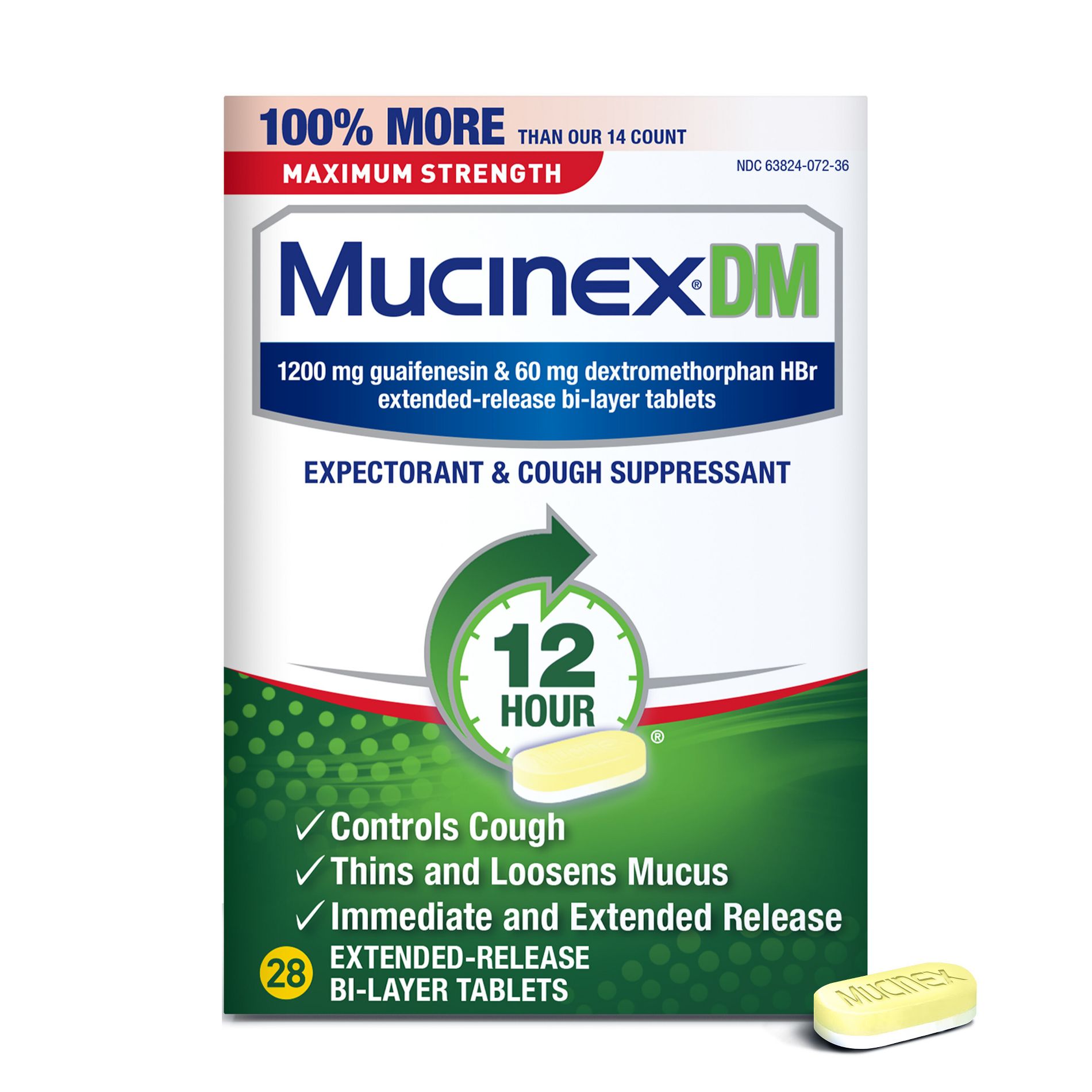 Mucinex DM Max Strength 12 Hour Cough Medicine - Tablets - 28ct