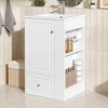 Gulches 20 in 18 in Undermount Rectangular Bathroom Sink in White MDF Pine Wood Ceramic with Soft Close Drawer Open Shelves Towel Bar - 3 of 4