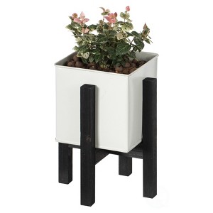 Vintiquewise Indoor and Outdoor White Iron Planting Box with Black Wooden Frame, Small Planter - 1 of 4