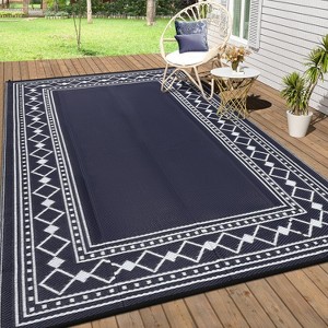 Outdoor Rugs Modern Plastic Straw Rugs, Waterproof Patio Modern Border Camping Carpet, Lightweight Reversible Floor Mats - 1 of 4