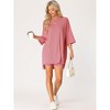 cheibear Women's Knit Loose Fit T-Shirt with Biker Shorts Lounge Sleepwear Pajama Sets - 3 of 4