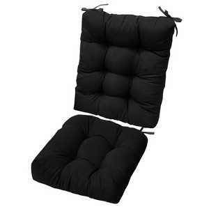 NewHome"2Pcs Rocking Chair Cushion Set with Non-Slip Ties, Polyester Fiber Filling for Comfort & Support"BlackGreyNavyBlue&WineRed - 1 of 4