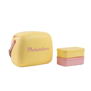 Polarbox Retro Vintage Design 6 Cans/6qt Portable Cooler Hard-Sided Bag - Yellow/Baby Rose - 1 of 3