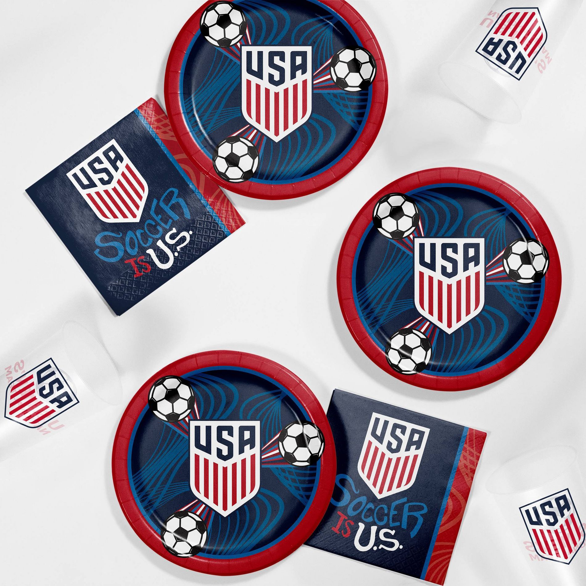 United States Soccer Federation World Cup 2026 Men's Soccer Game Watch Party Supplies Disposable Dinnerware Sets - 32ct