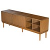 ORRD Mirod TV Stand with Vertical Striped Sliding Doors, Space-Saving Console with Solid Wood Legs for Living Room, Bedroom & Hallway - 3 of 4