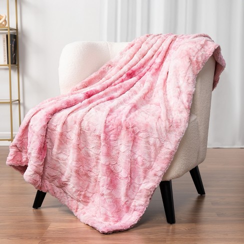 Ruched Tie Dye Faux Fur Throw Blanket outlets 50x60''