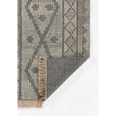 Handmade Rectangular Gray Wool Geometric Area Rug 2' x 3'
