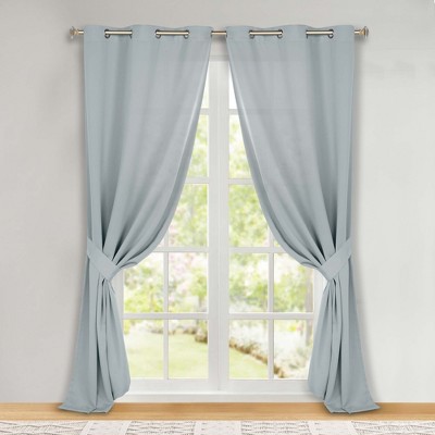 Classic Modern Solid Room Darkening Semi-Blackout Curtains, Grommets, Set of 2 by Blue Nile Mills