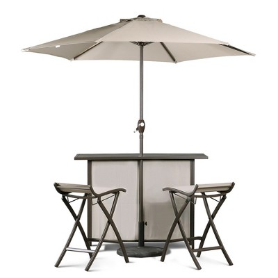 Aoodor Outdoor 5-piece Bar Table Folding Chairs Set With 8' Adjustable ...