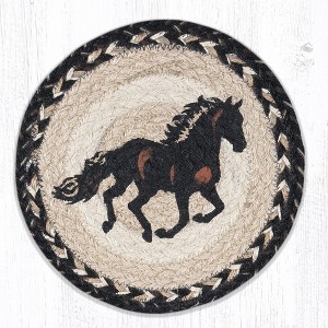 Earth Rugs Stallion Round Trivet – 10"x10" Braided Natural Fiber Hot Pad with Rustic Horse Print for Western Decor - 1 of 3