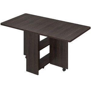 Foldable dining table with 2 layers of storage, extendable dining table set, movable table, can be used as dining table, office desk, console table - 1 of 4