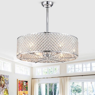 Miyaka Chrome Crystal 6-Light Chandelier Ceiling Fan with Remote